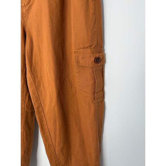 Banana Republic Heritage Pleated Cargo Pants Women 14 Rust Linen Blend Pockets - Picture 5 of 11